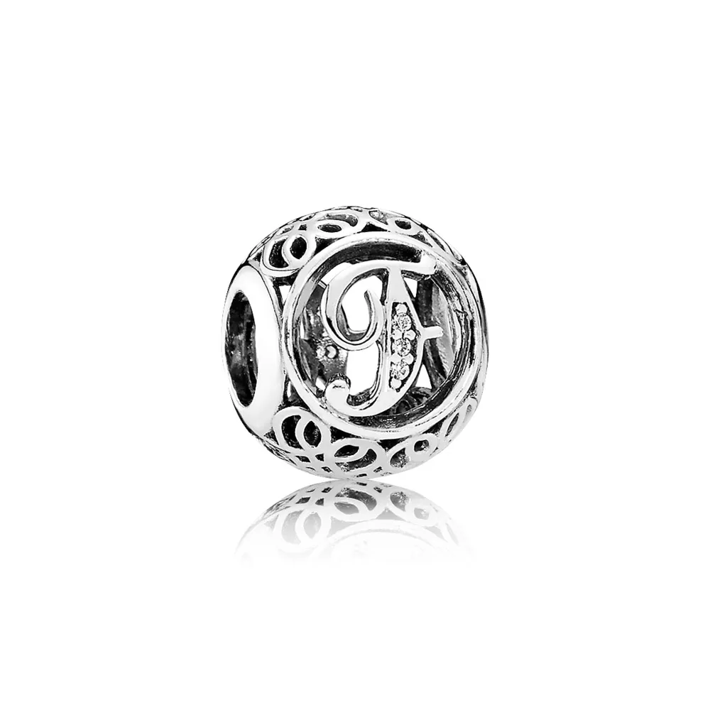 pandora vintage letter f charm 791850cz