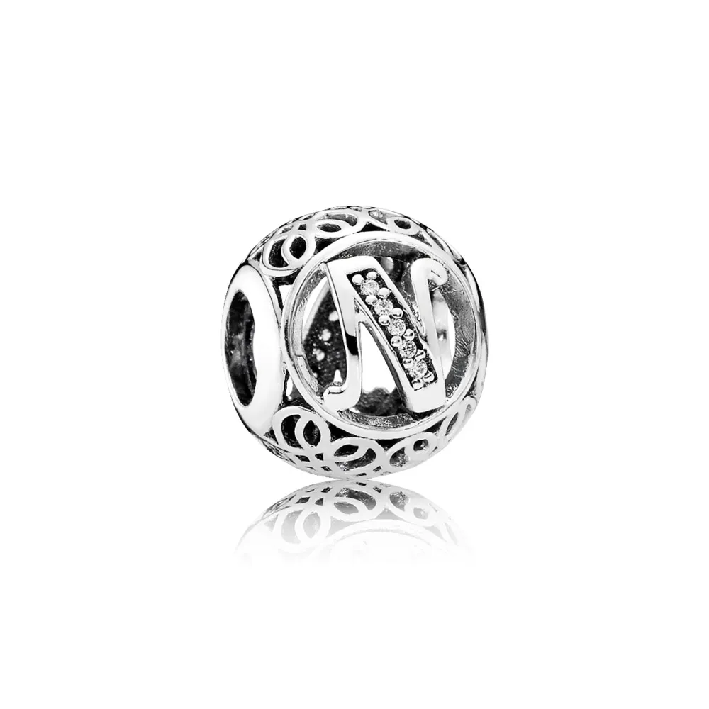 pandora vintage letter n charm 791858cz