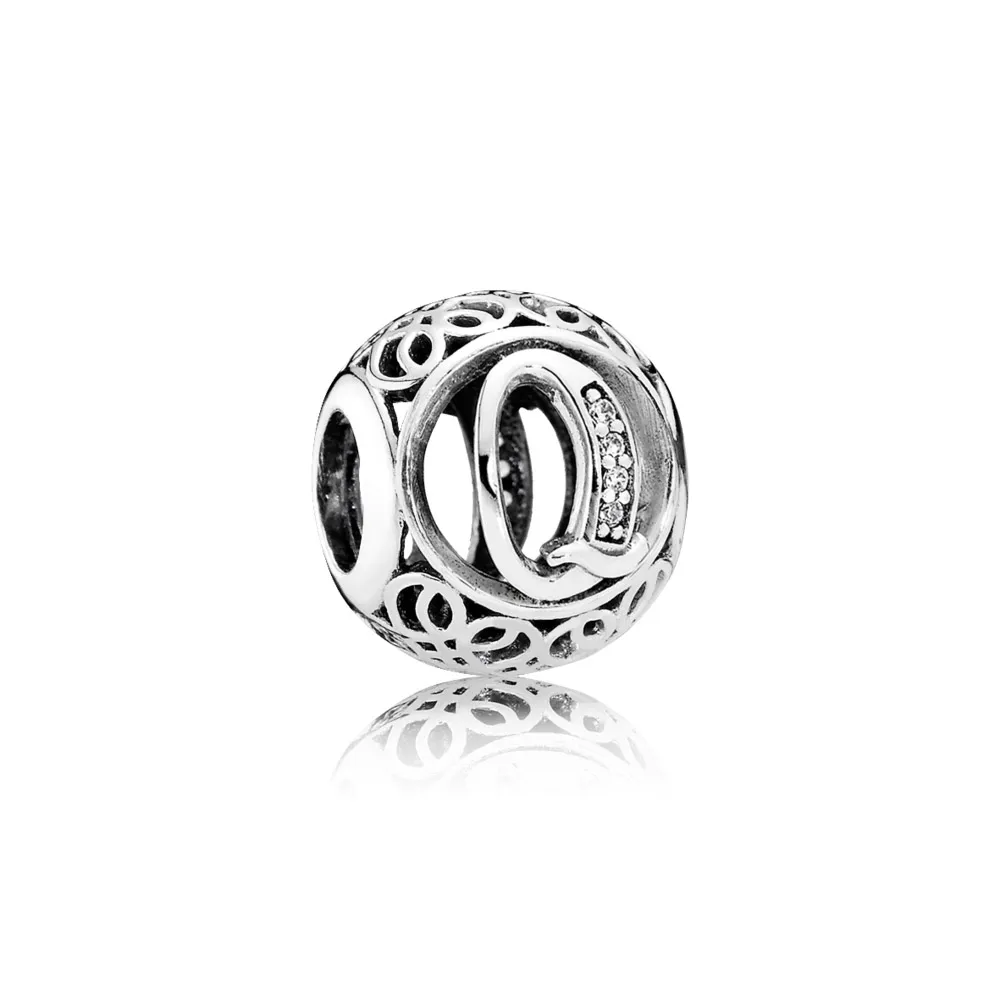 pandora vintage letter q charm 791861cz