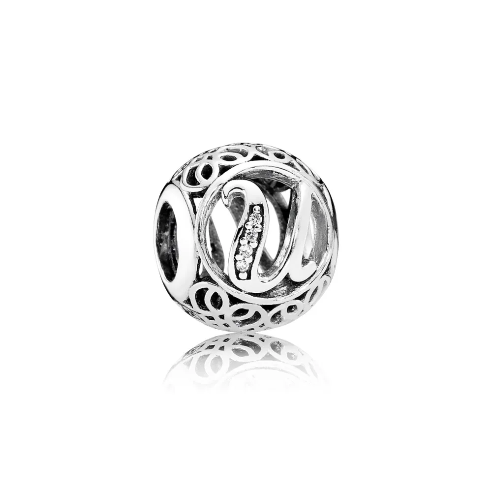 pandora vintage letter u charm 791865cz