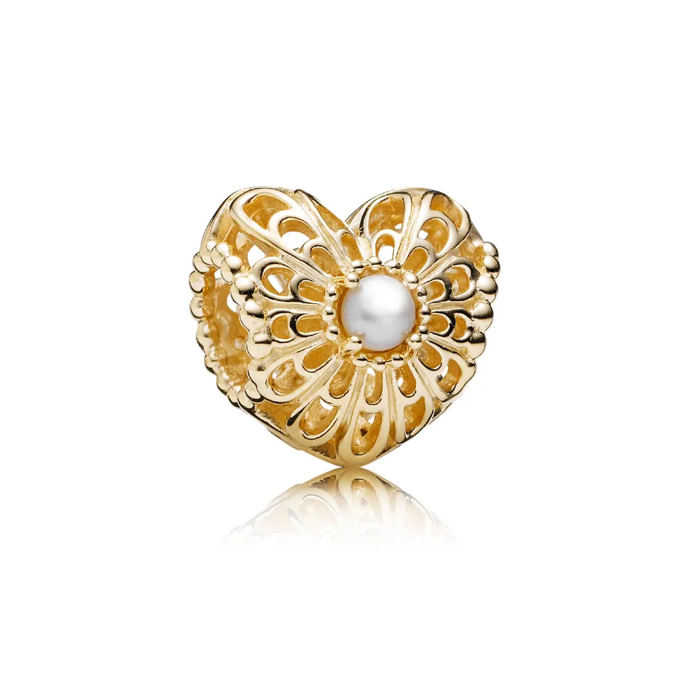 Pandora Vintage Pearl Heart Openwork Charm - 750822P