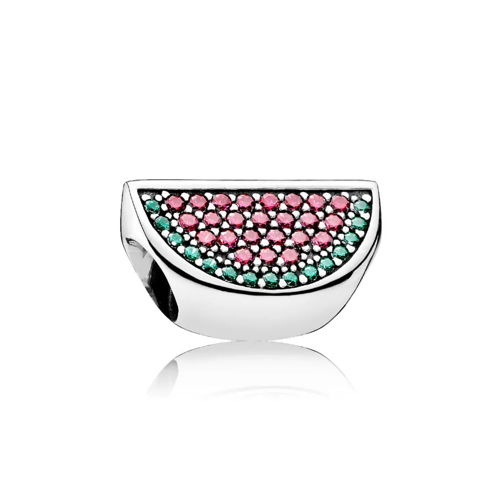 Pandora Watermelon silver charm with red and dark green cubic zirconia - 791901CZR