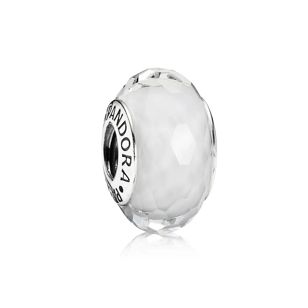 pandora white faceted glass charm 791070