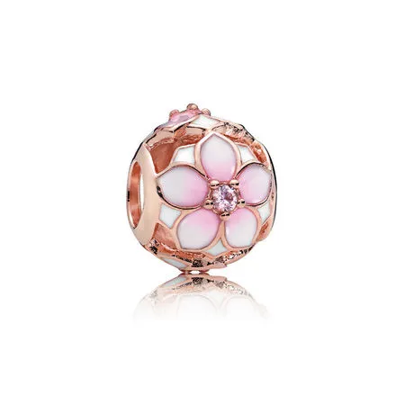 Magnolia Bloom Charm, PANDORA Rose™, Blush Pink Crystal and Mixed Enamel - 782087NBP