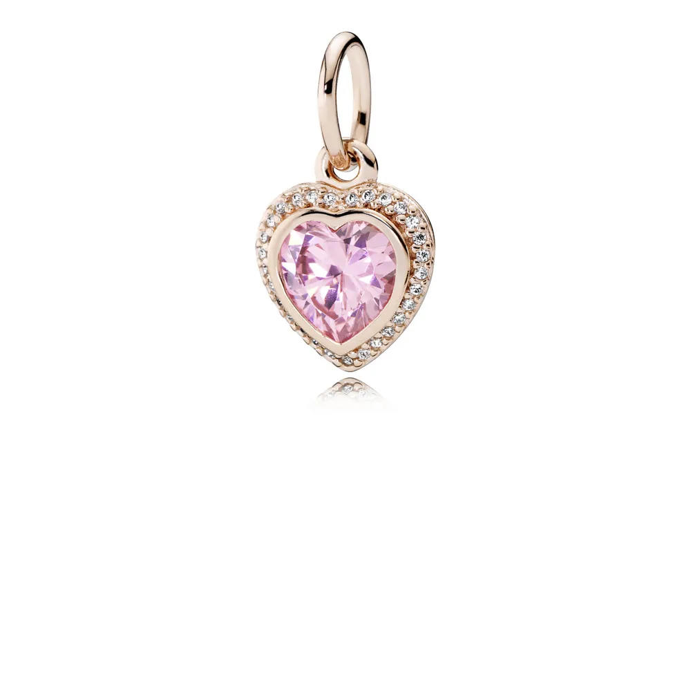 Heart PANDORA Rose pendant with pink and clear cubic zirconia - 380366PCZ