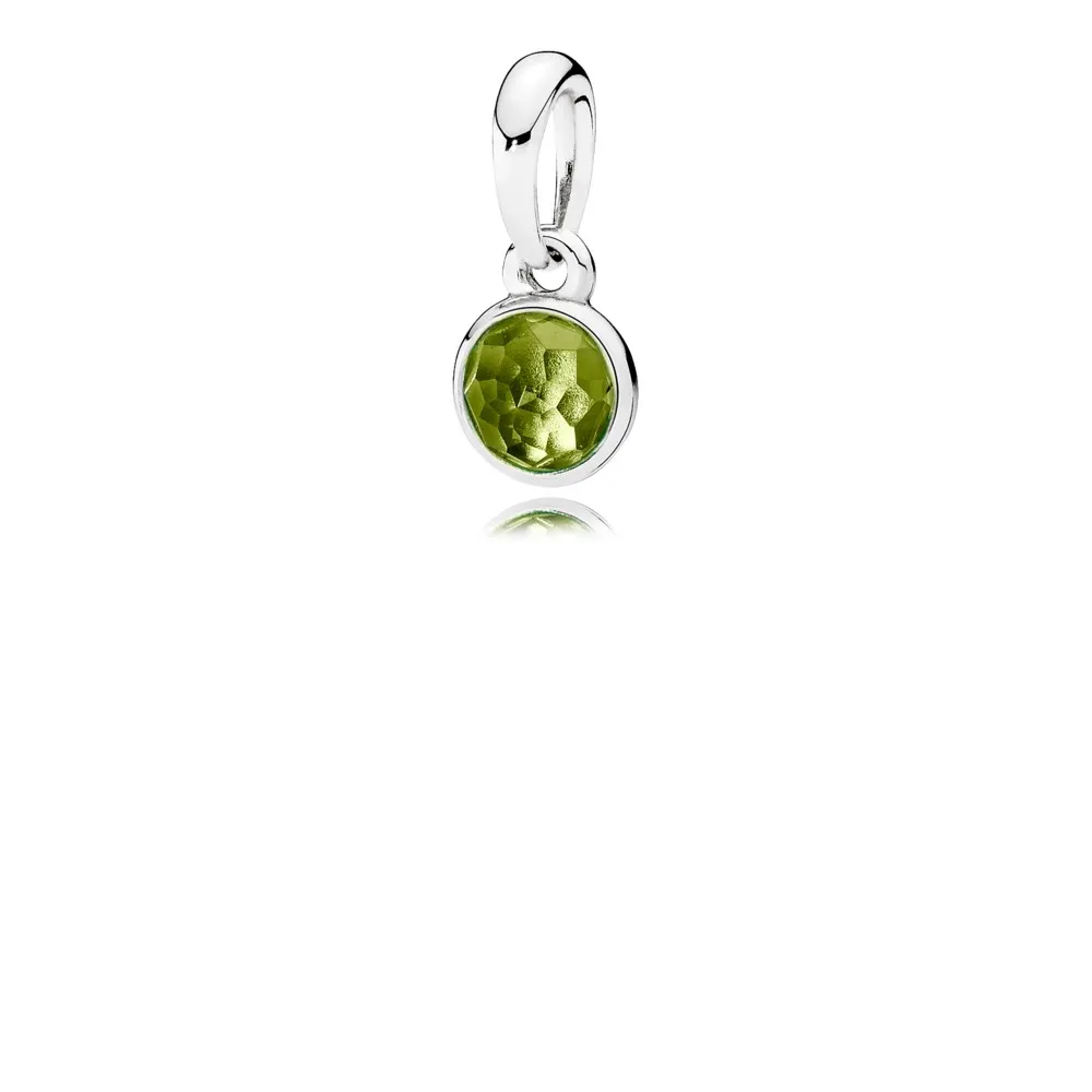 pandora august birthstone silver pendant with peridot 390396pe