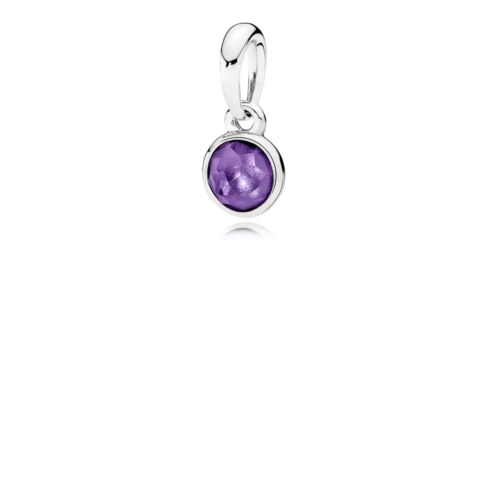 Pandora February birthstone silver pendant with synthetic amethyst - 390396SAM