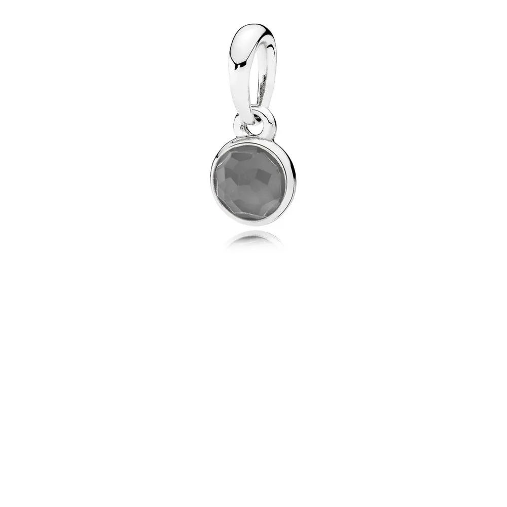 Pandora June birthstone silver pendnt with grey moonstone - 390396MSG