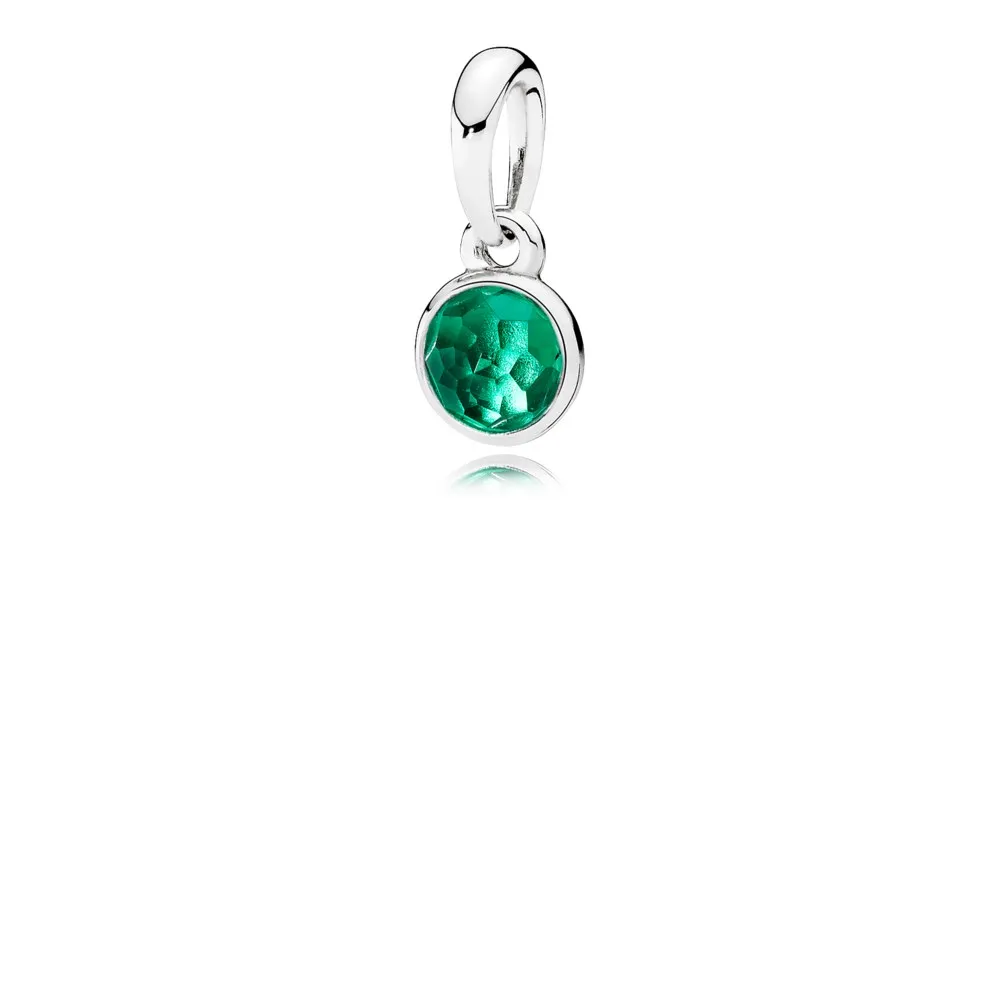 pandora may birthstone silver pendant with royal green crystal 390396nrg