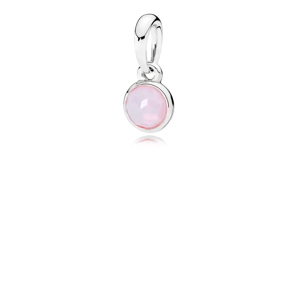 pandora october birthstone silver pendant with opalescent pink crystal 390396nop