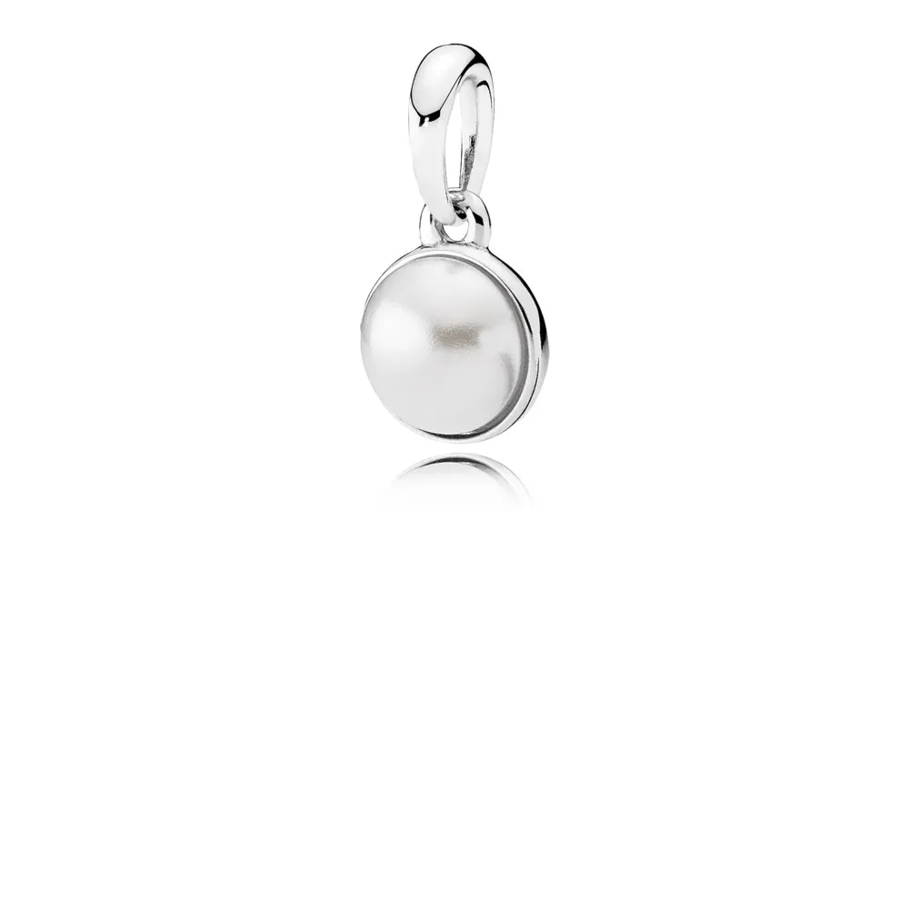 pandora silver pendant with white crystal pearl 8 mm 390400wcp