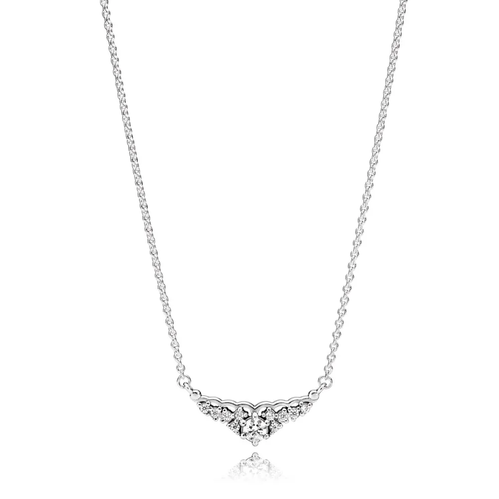 Pandora Tiara silver necklace with clear cubic zirconia - 396227CZ-45