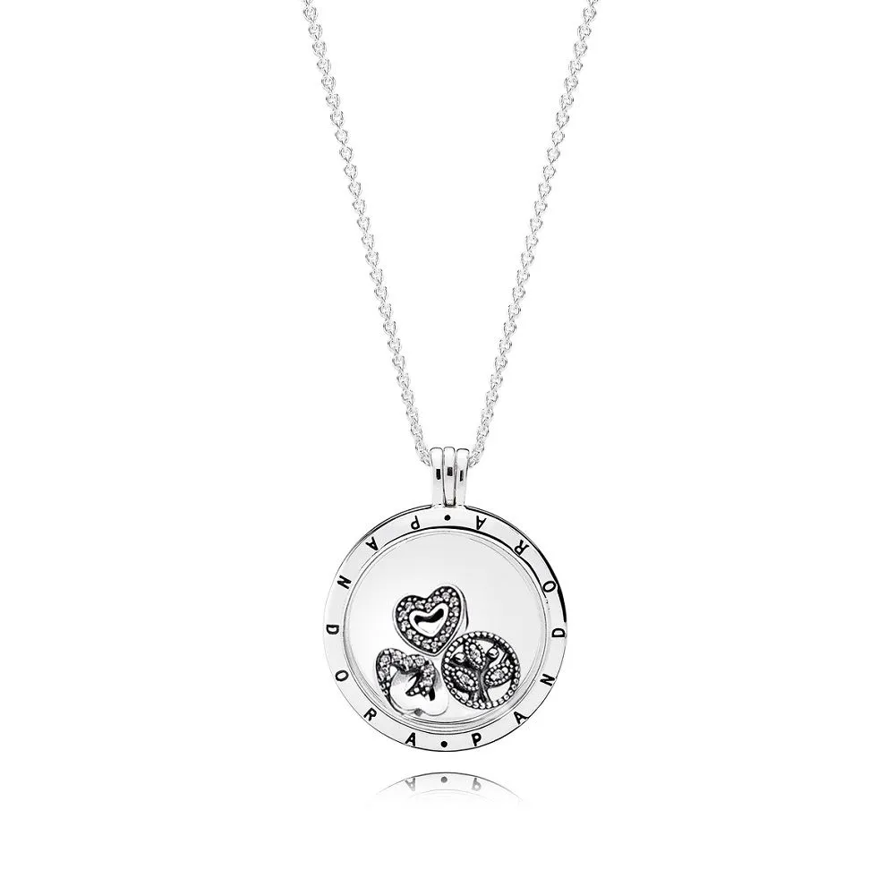 Stor PANDORA flytende medaljon og Love & Family Petites-kjede - R800064