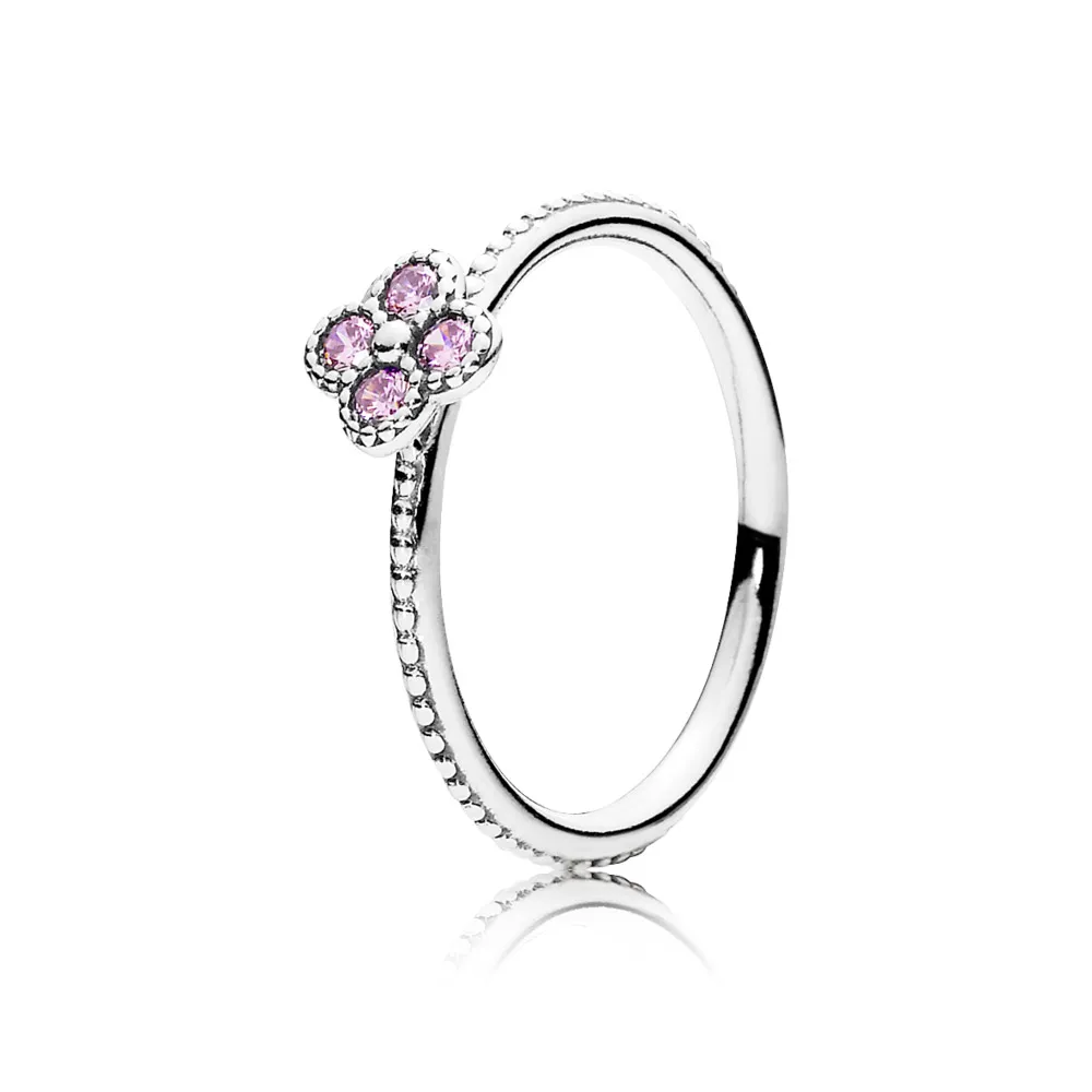 pandora floral silver ring with pink cubic zirconia 191001pcz