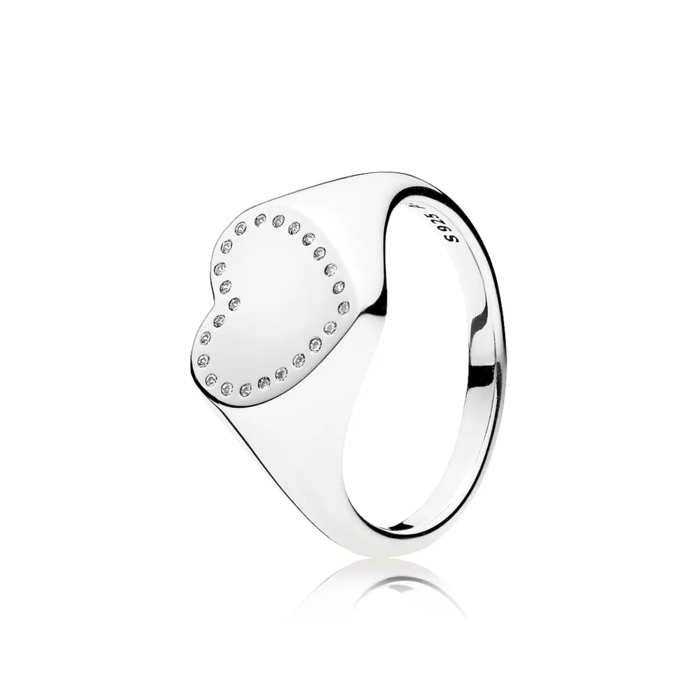 pandora heart silver ring with clear cubic zirconia 191042cz