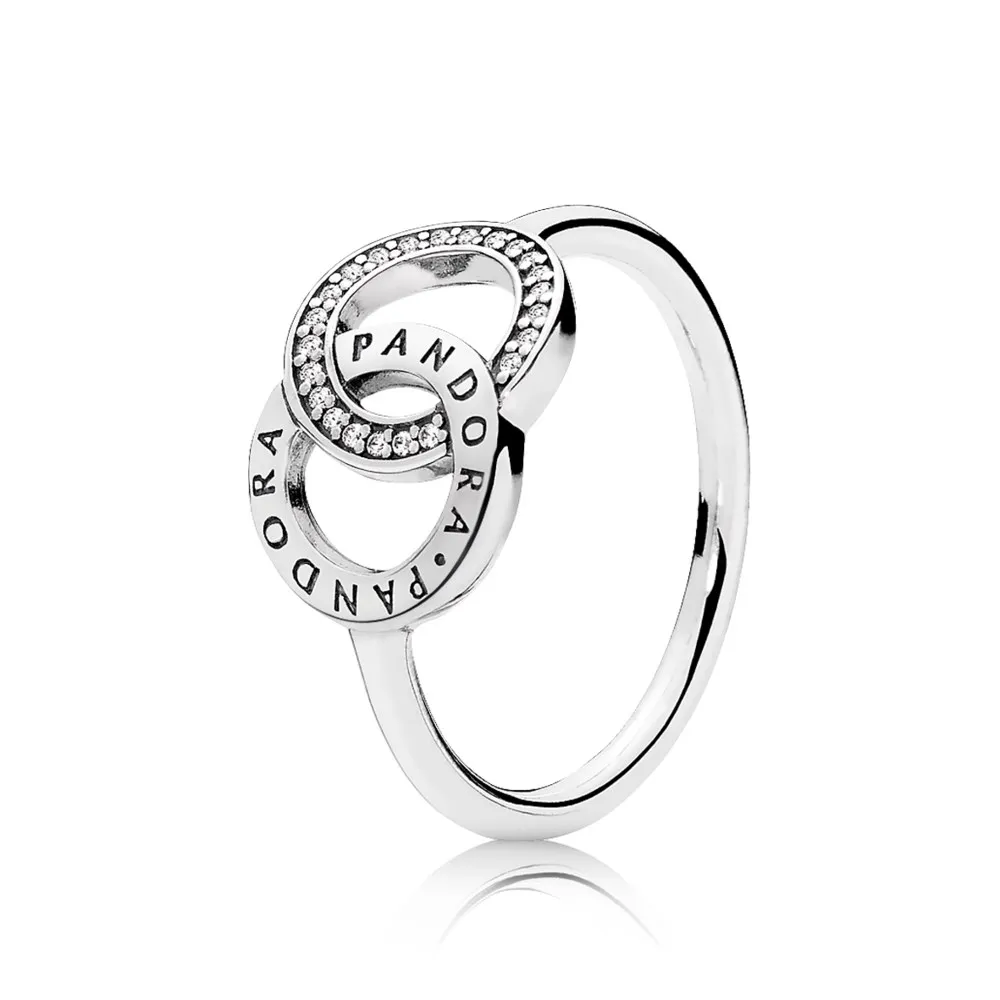 PANDORA logo silver ring with clear cubic zirconia - 196326CZ