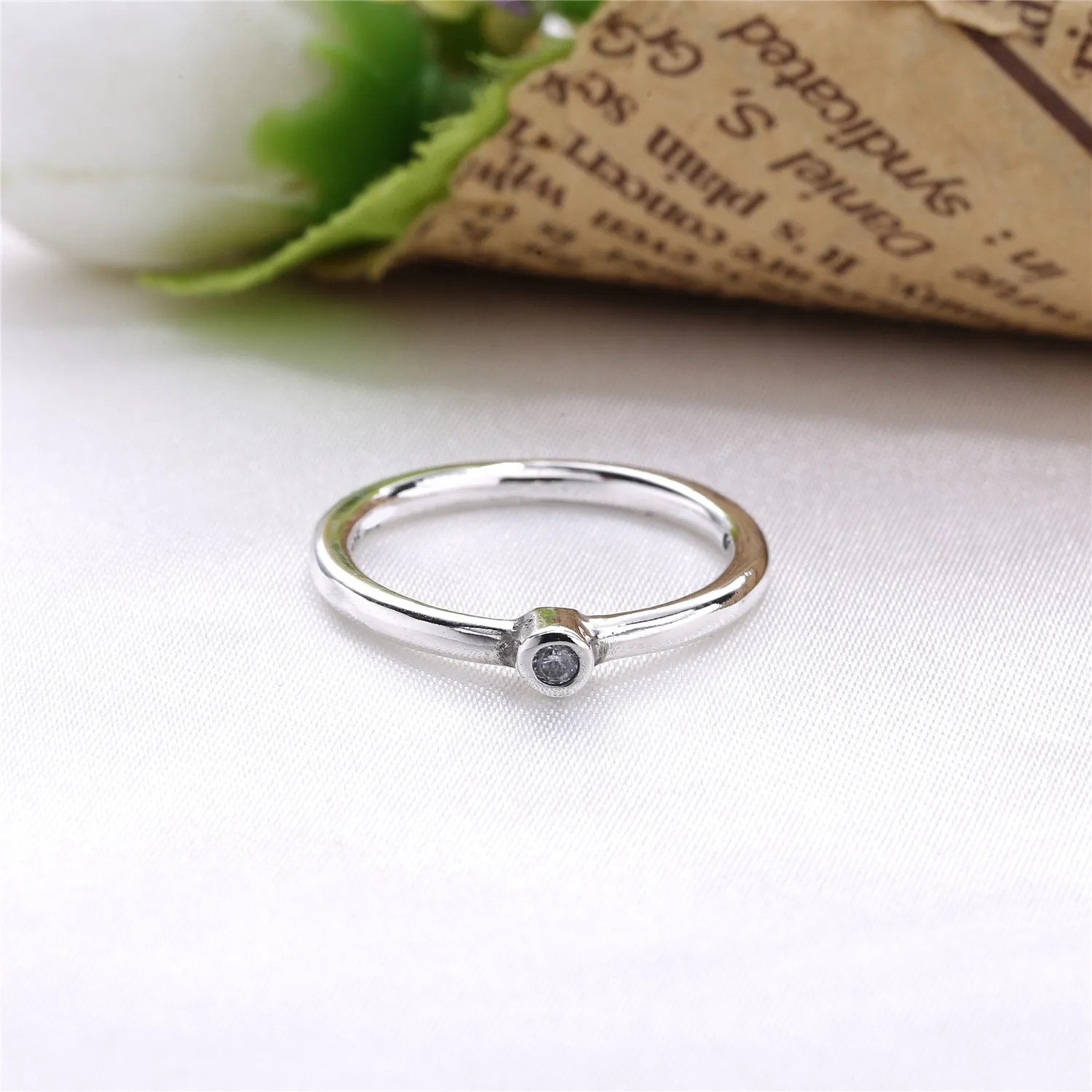 Pandora Morning Star, Silver ring, 14k, 0.03ct TW h/vs diamond - 190213D