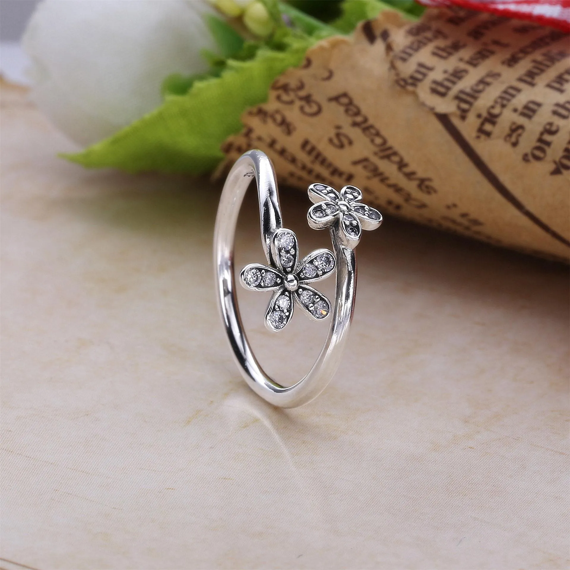 Pandora Open daisy silver ring with clear cubic zirconia - 191038CZ