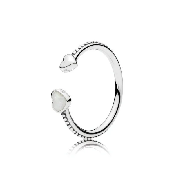 pandora open heart silver ring with silver enamel 191045en23