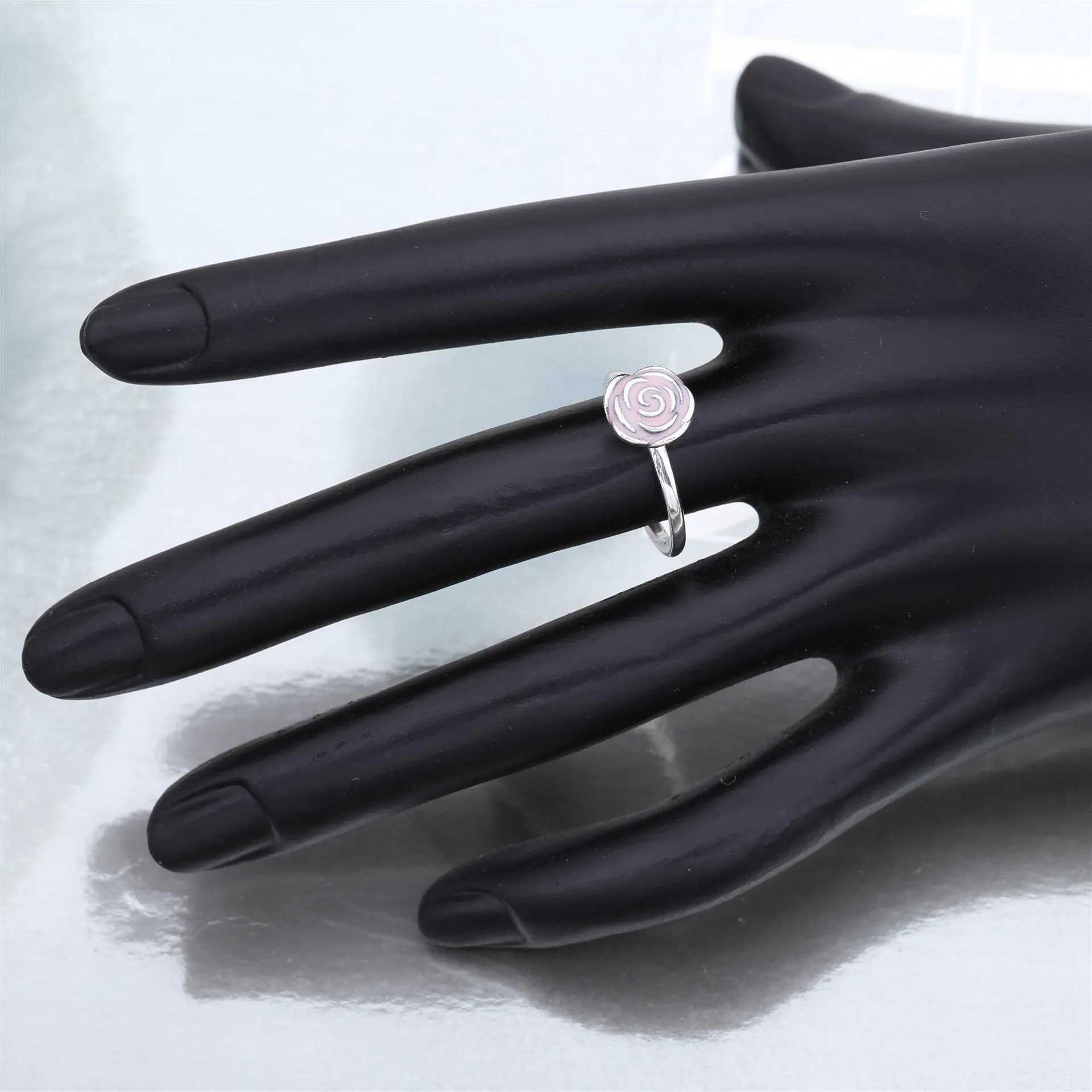 Pandora Rose silver ring with pink enamel - 190905EN40