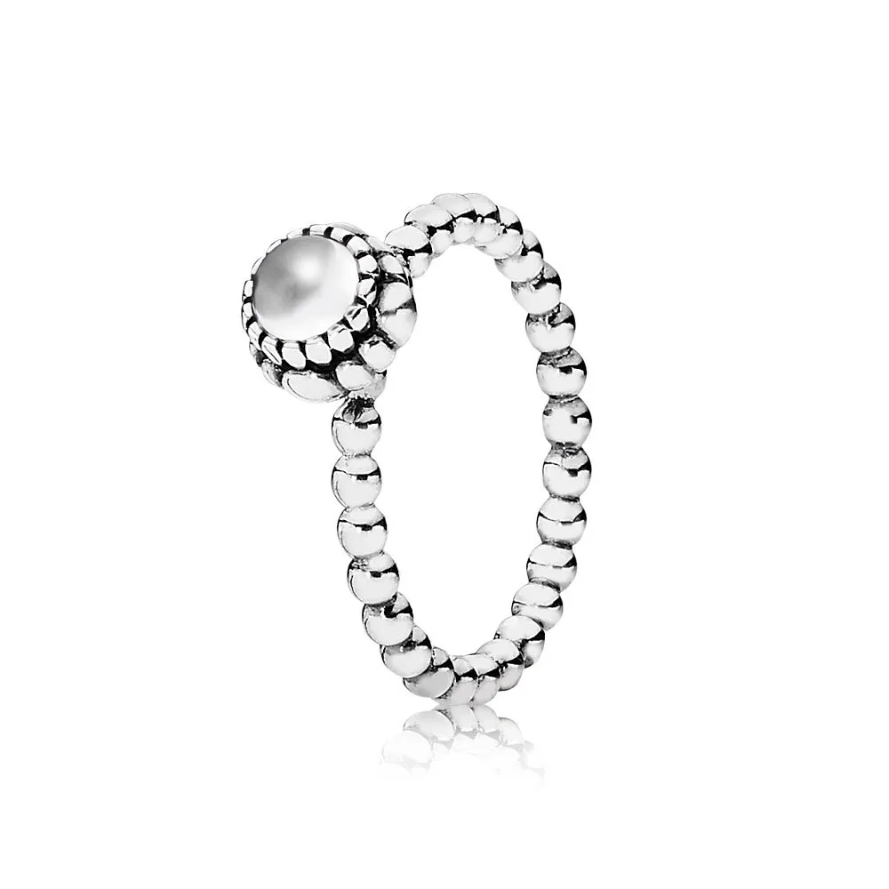 Pandora Silver ring, birthstone-April, rock crystal - 190854BK