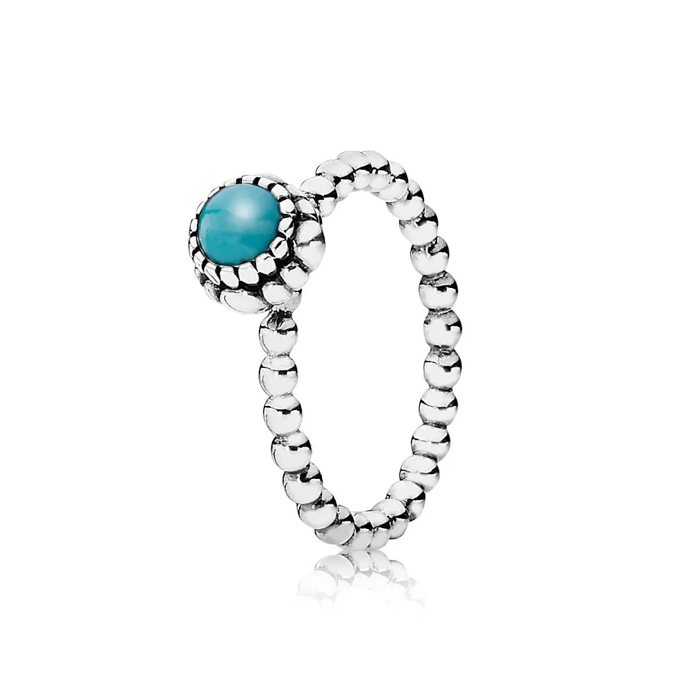 Pandora Silver ring, birthstone-December, turquoise - 190854TQ