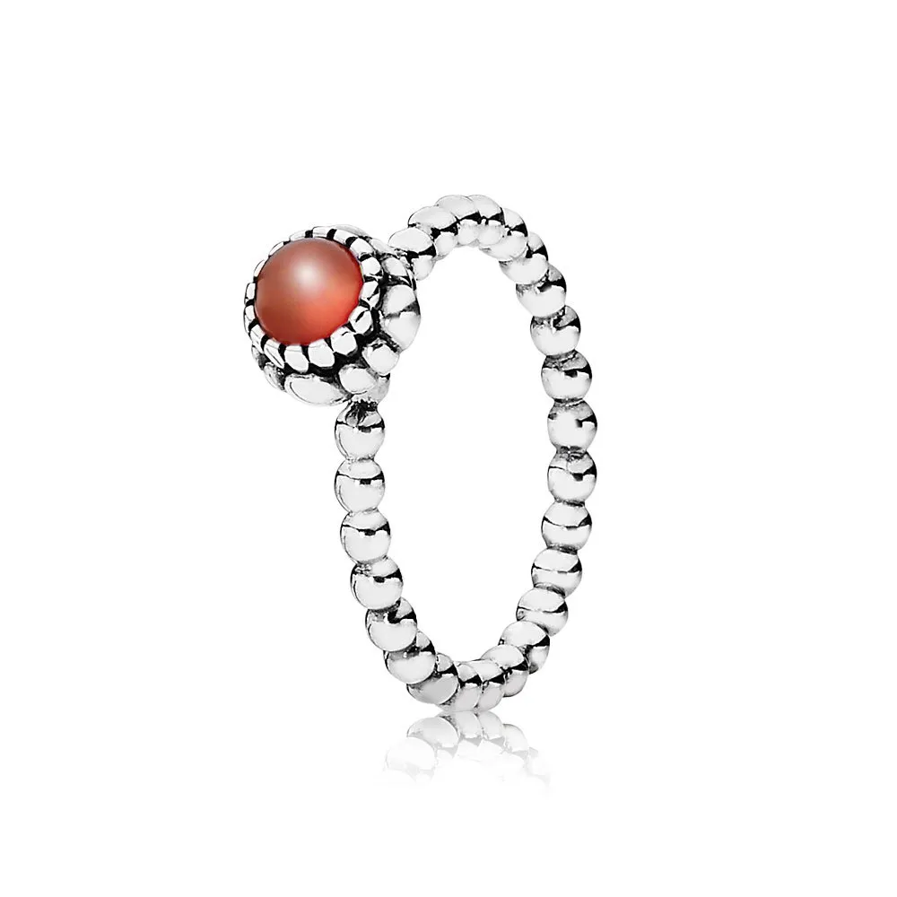 Pandora Silver ring, birthstone-July, carnelian - 190854CAR