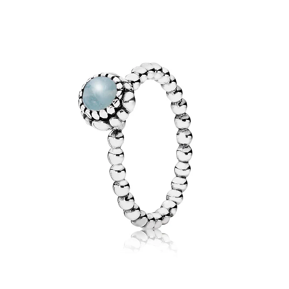 pandora silver ring birthstone march aquamarine 190854aq