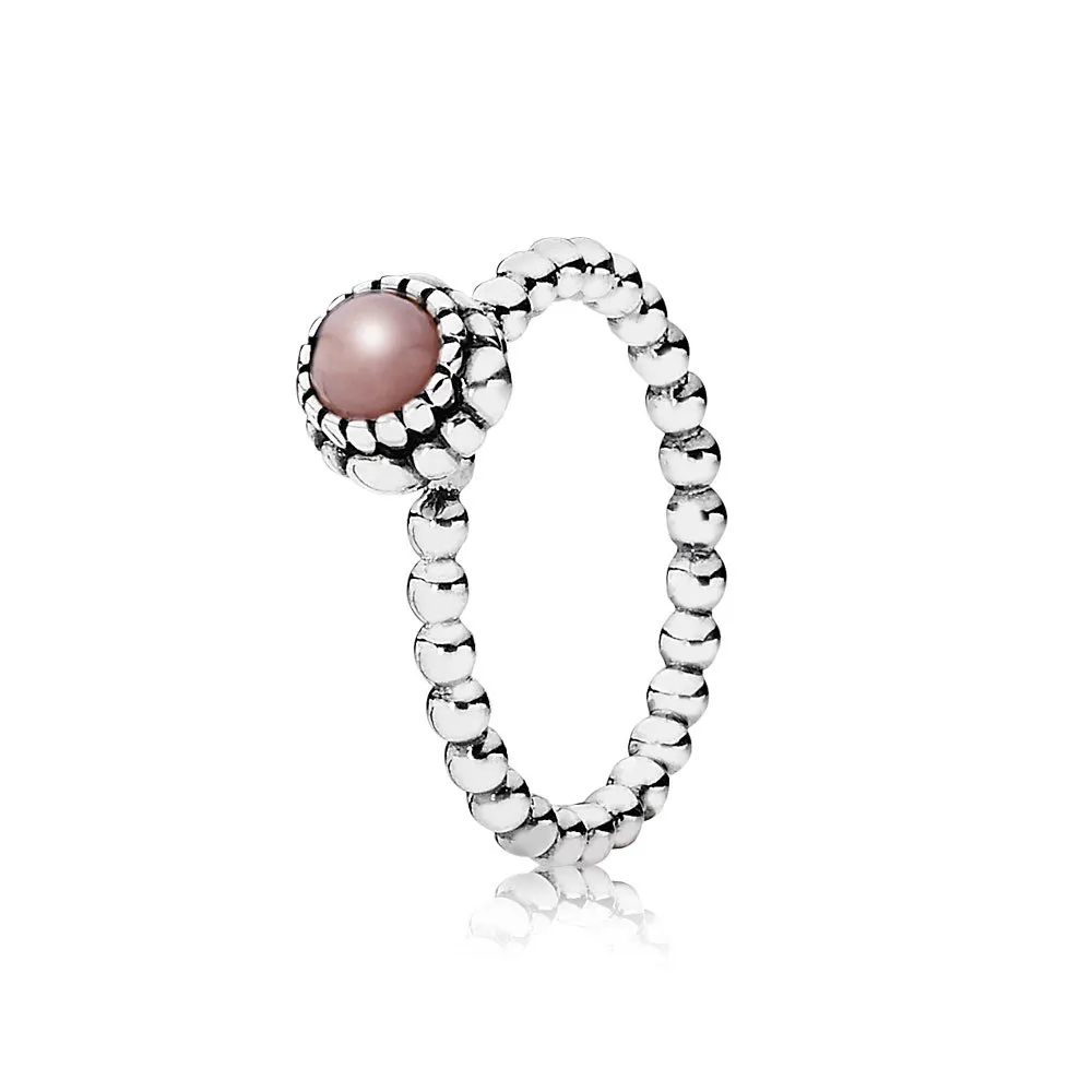 pandora silver ring birthstone october pink opal 190854pop