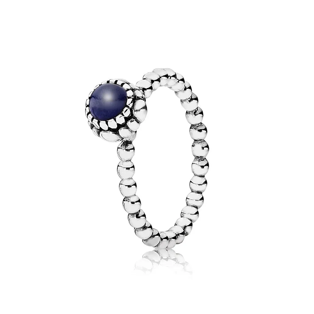 Pandora Silver ring, birthstone-September, Lapis Lazuli - 190854LP