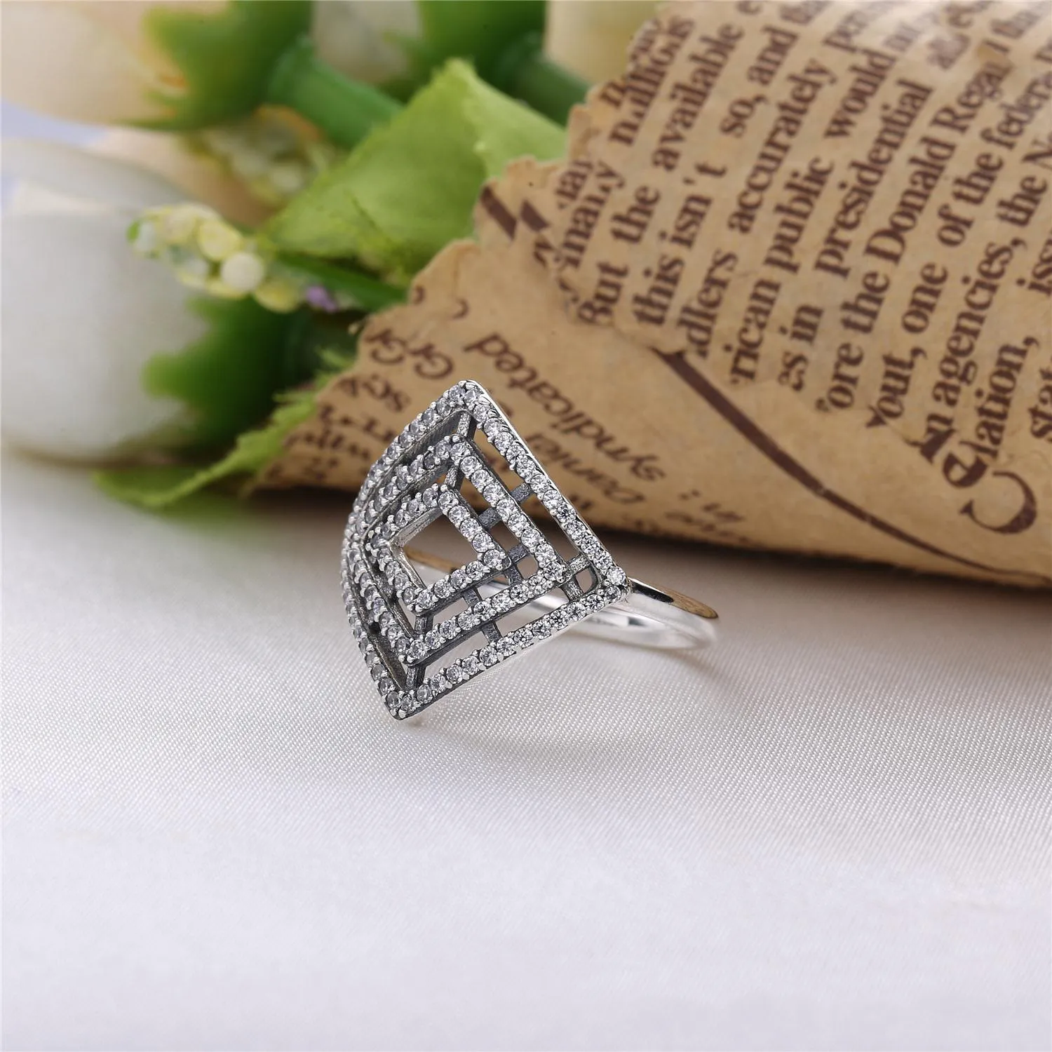 Pandora Silver ring with clear cubic zirconia - 196210CZ