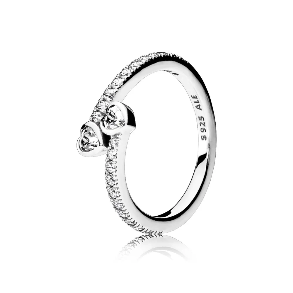 Pandora To Funklende Hjerter Ring - 191023CZ