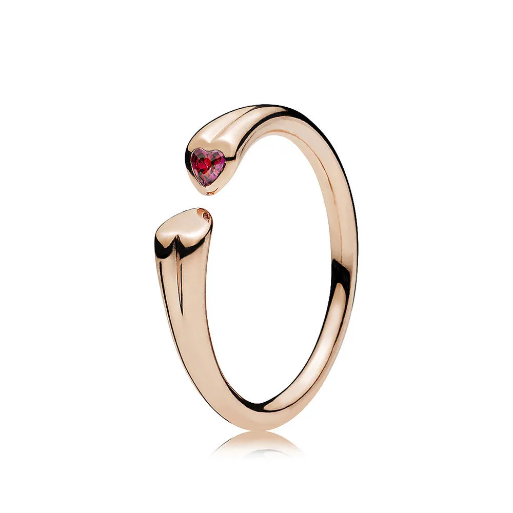 Two Hearts Ring, PANDORA Rose™ Red CZ - 186570CZR