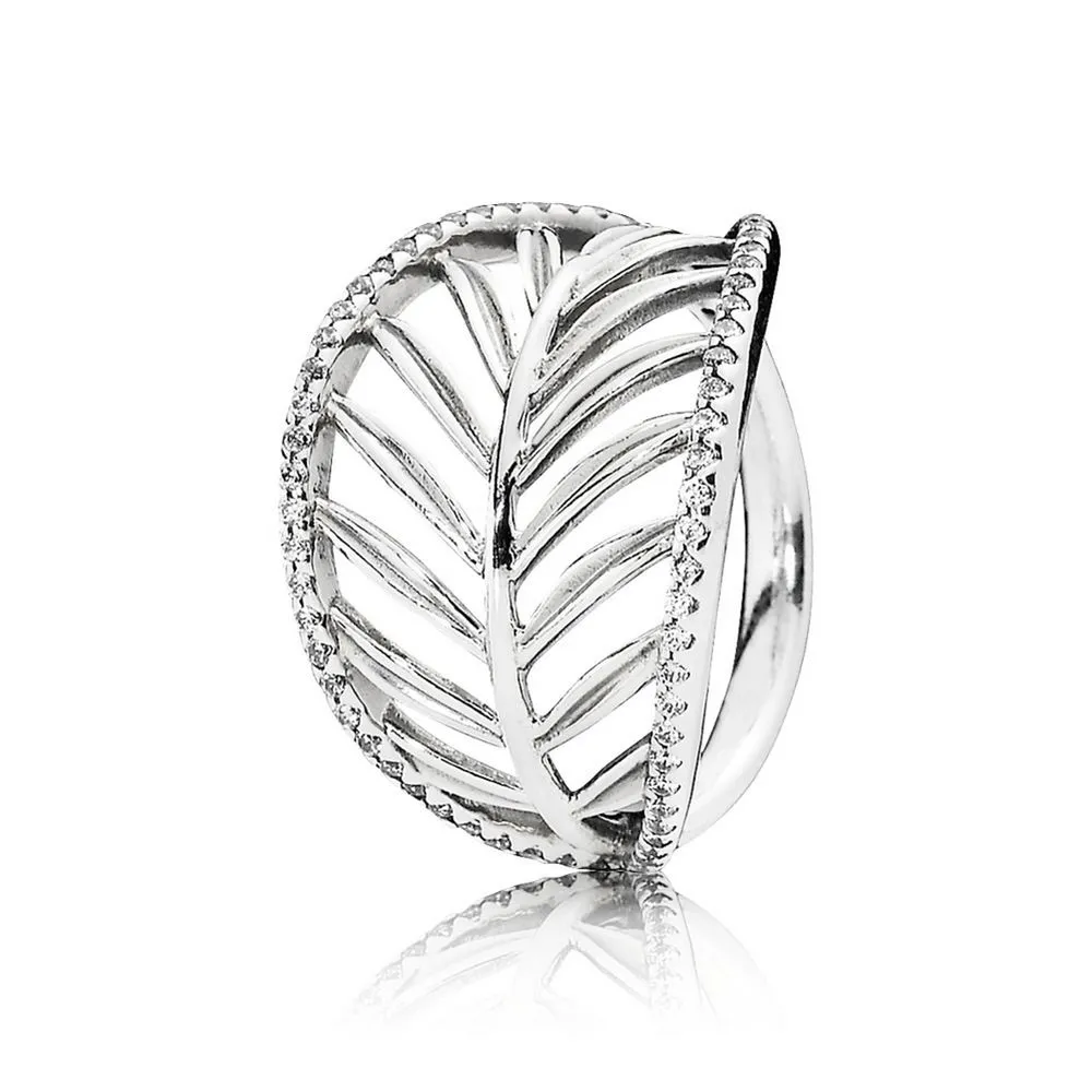 PANDORA Tropical Palm Leaf Ring, Clear CZ - 190952CZ