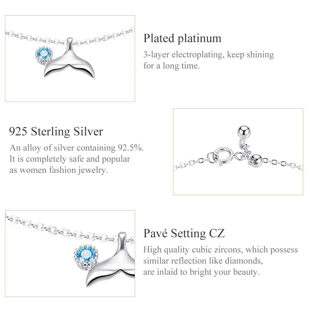 Pandora Style Silver Mermaid Hale Anklet - SCT004