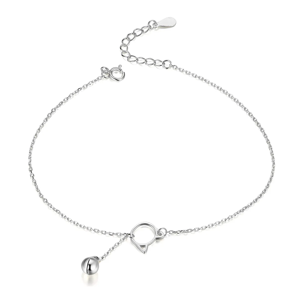 Pandora Style Sølv Søt Kattunge & Bell Anklet - SCT003