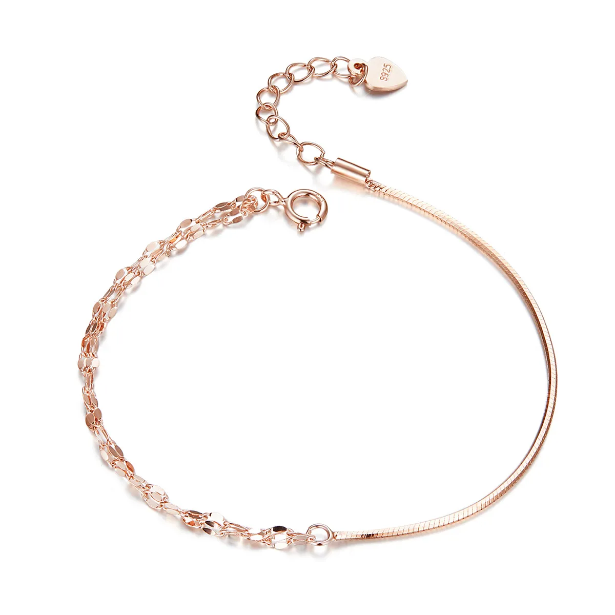 pandora style rose gold simple line armbånd scb149