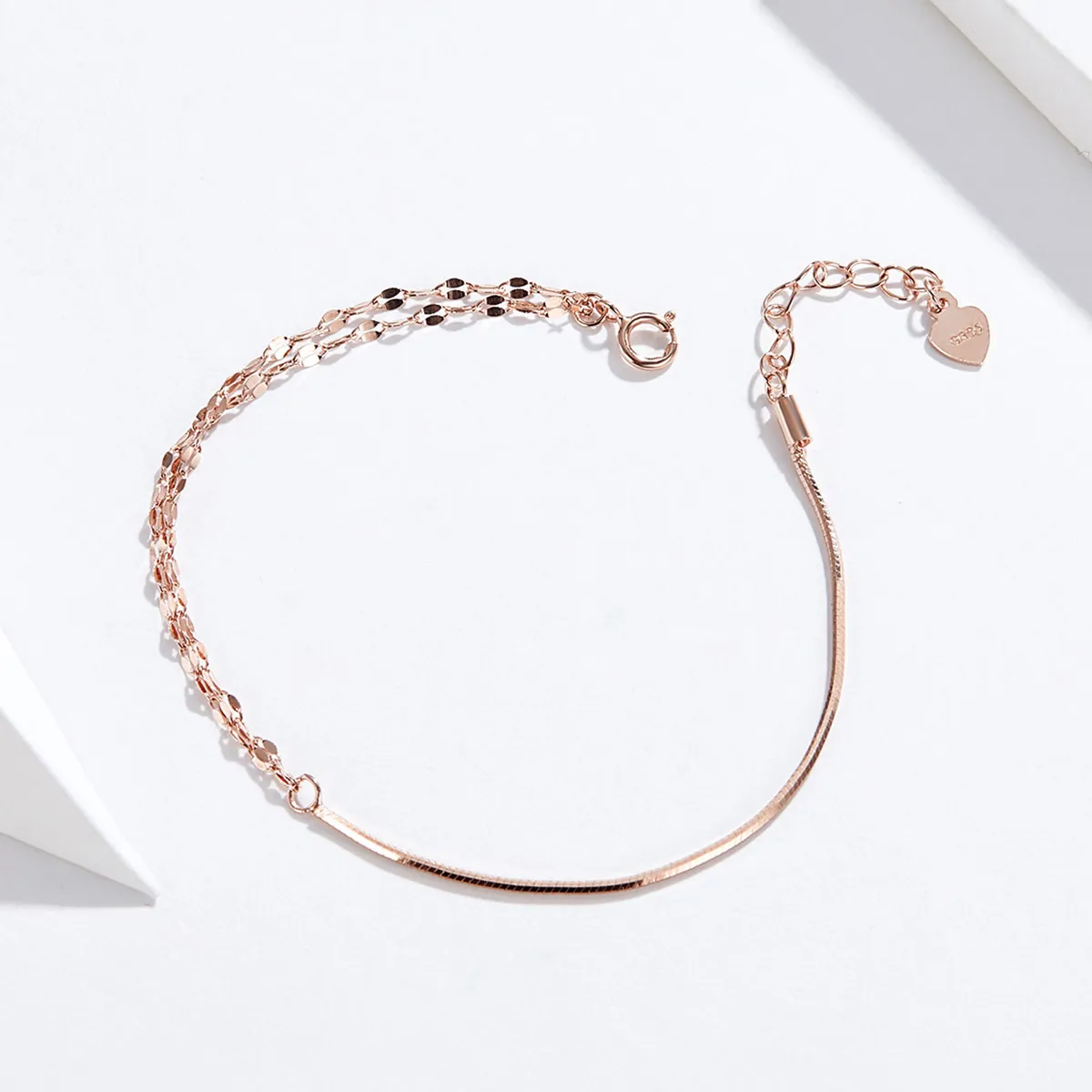 Pandora Style Rose Gold Simple Line Armbånd - SCB149