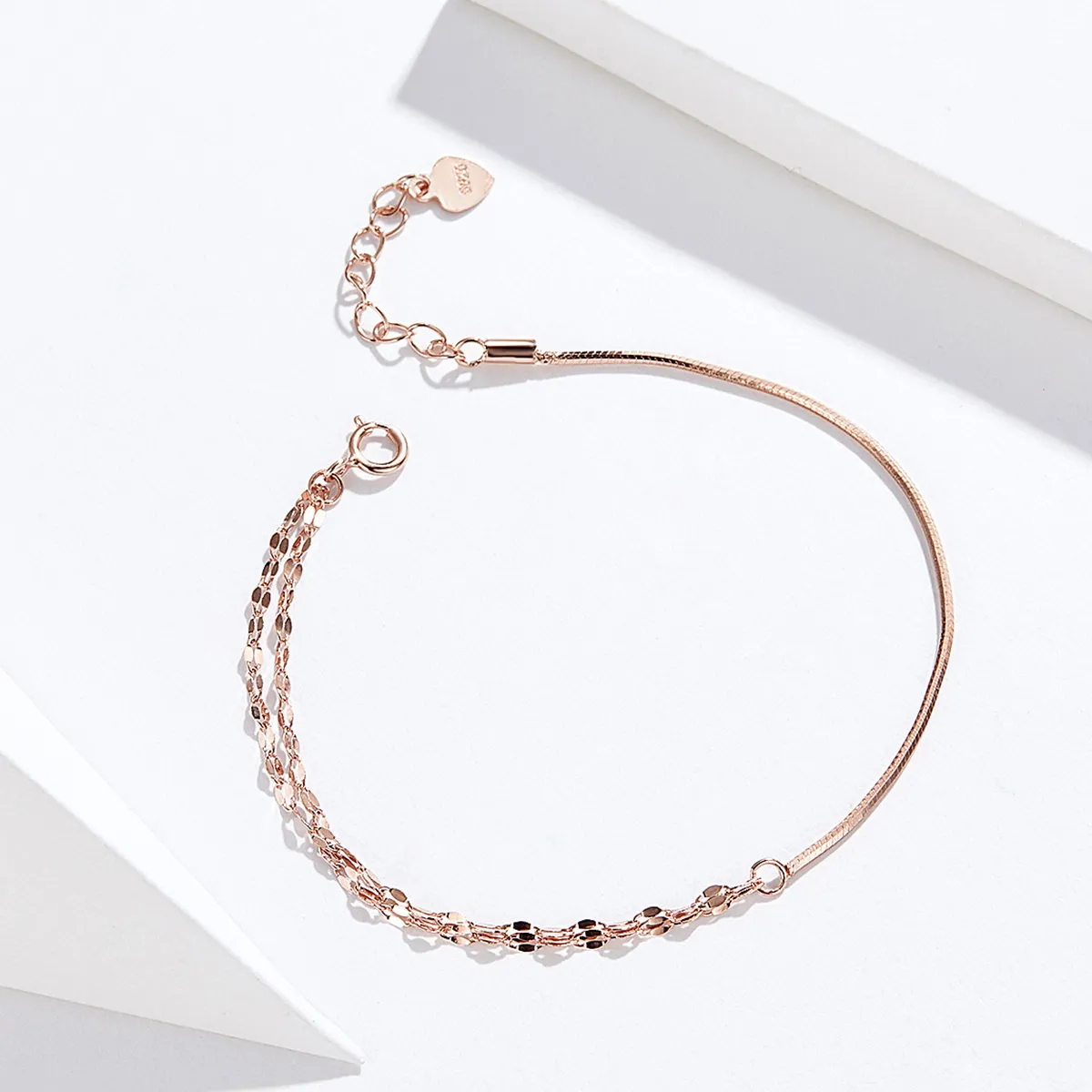 Pandora Style Rose Gold Simple Line Armbånd - SCB149