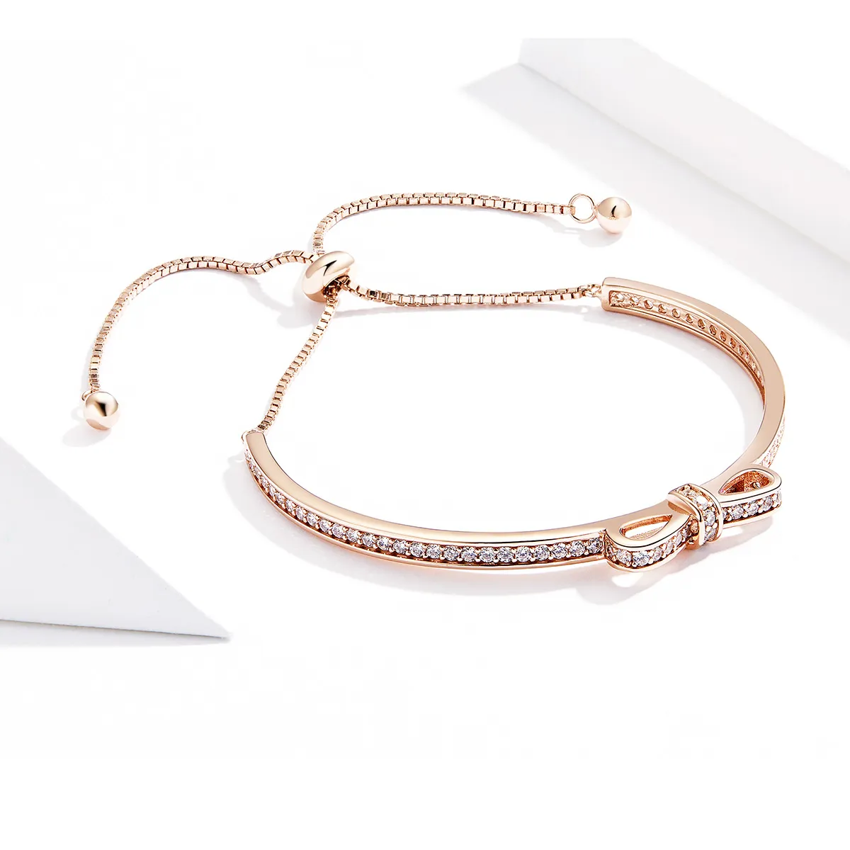 Pandora Style Rose Gold Søt Sløyfelås Slider Bangle - SCB108-C