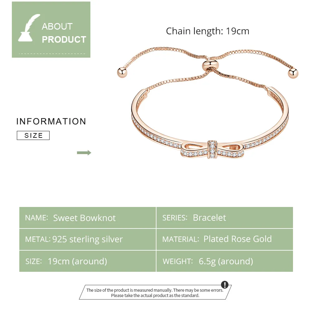 Pandora Style Rose Gold Søt Sløyfelås Slider Bangle - SCB108-C