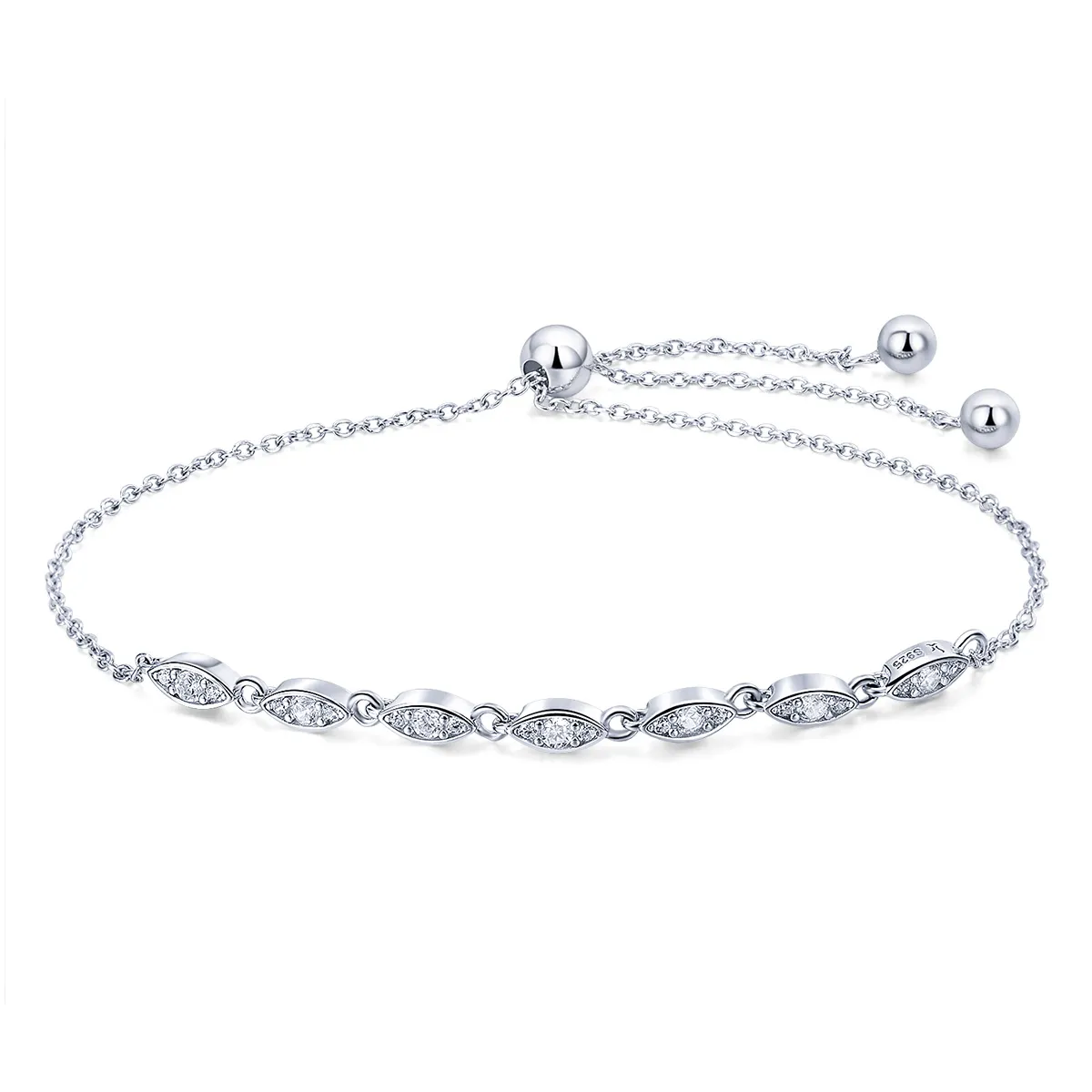 pandora style silver beauty of simplicity chain slider armbånd scb086