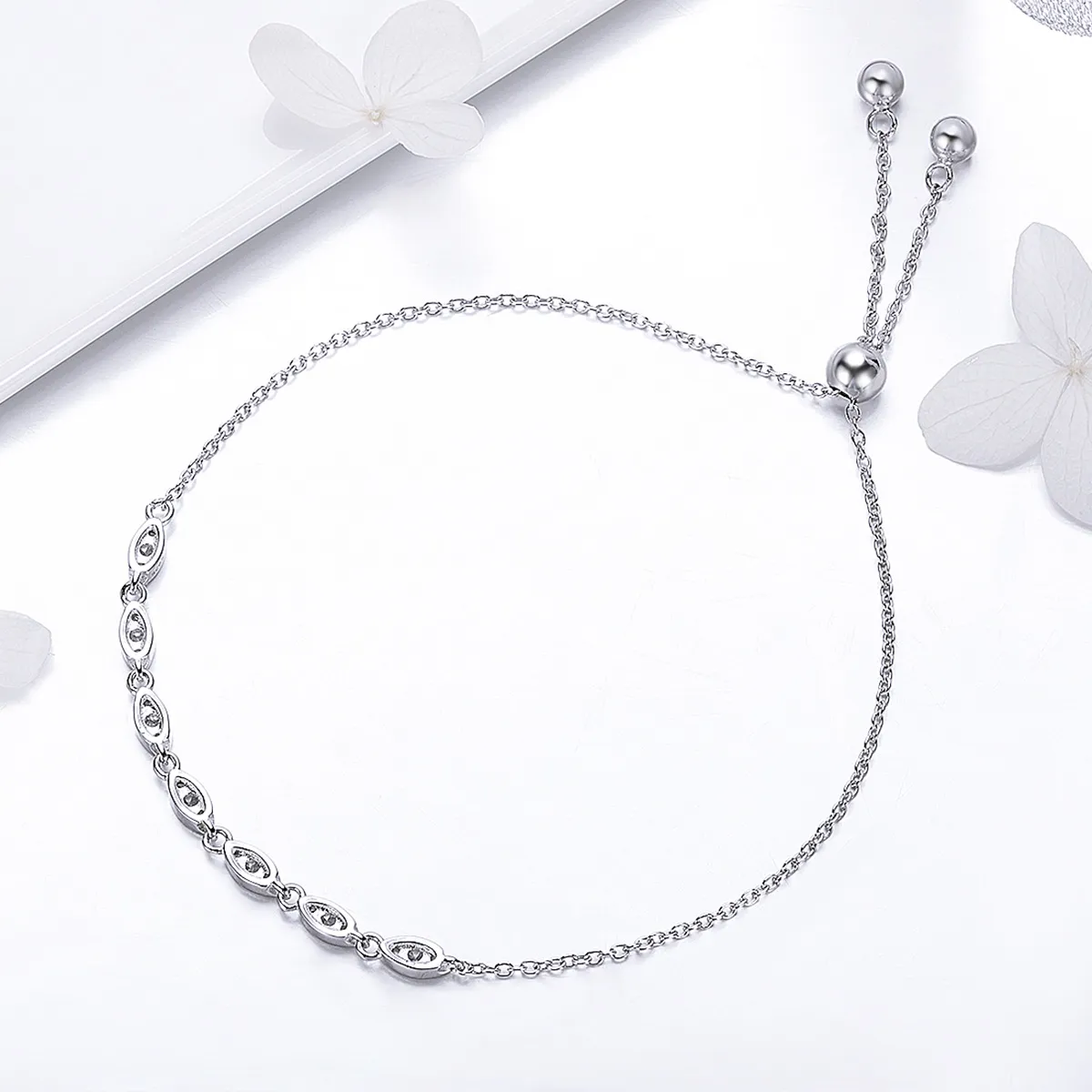 Pandora Style Silver Beauty of Simplicity Chain Slider Armbånd - SCB086