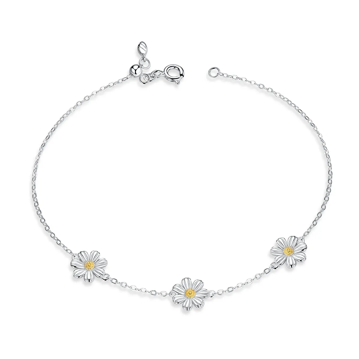 Pandora Style Silver Daisy Chain Slider Bracelet - SCB165