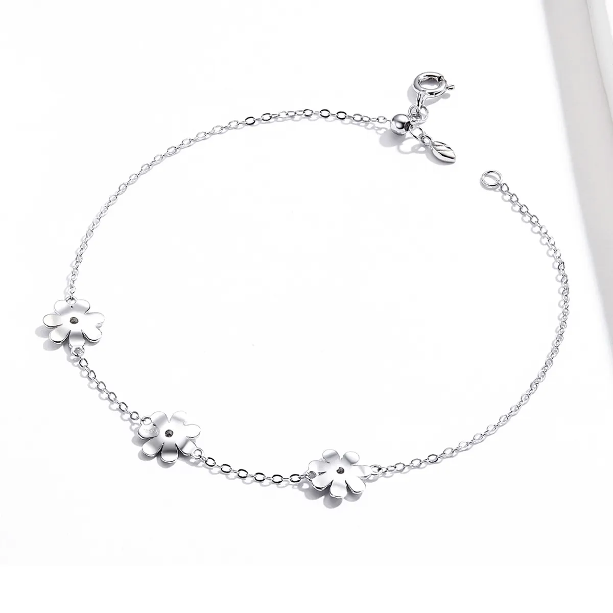 Pandora Style Silver Daisy Chain Slider Armbånd - SCB165