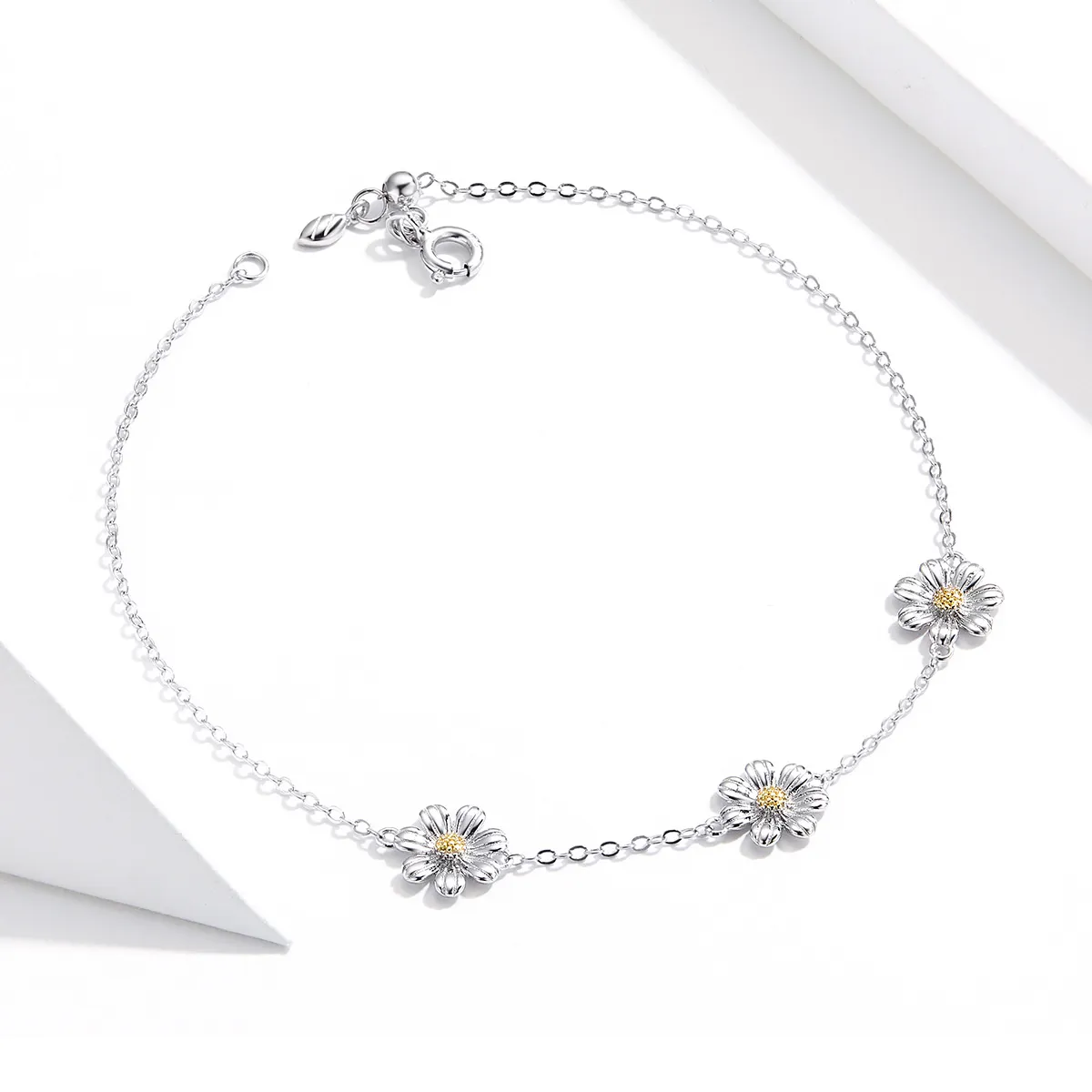 Pandora Style Silver Daisy Chain Slider Armbånd - SCB165