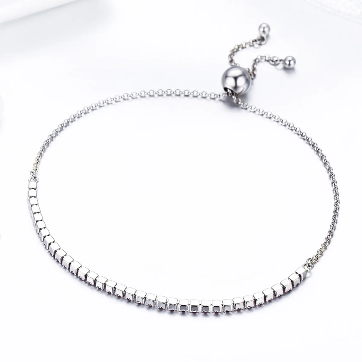 Pandora Style Silver Elegant Accompany Slider Tennis Armbånd - SCB045