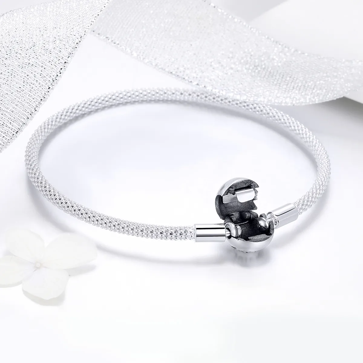 Pandora Style Silver Forever Love Mesh-armbånd - SCB105