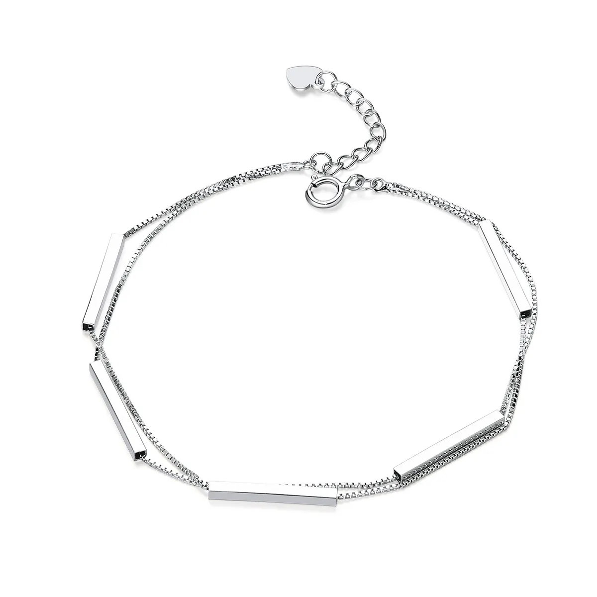 Pandora Style Silver Geometry Chain Slider Armbånd - SCB170