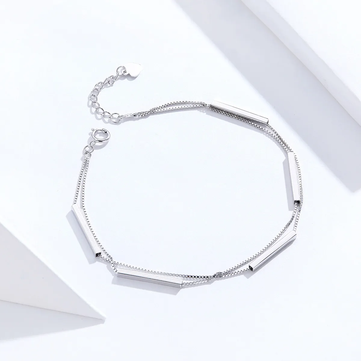 Pandora Style Silver Geometry Chain Slider Armbånd - SCB170